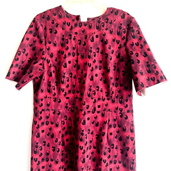 Carolina Herrera Burgundy Red Animal Print Dress 16 - Picture 3 of 6